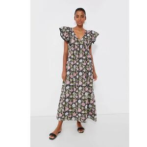 Saylor Anthropologie Floral Darya Maxi Dress Print Cotton Lace Ruffle S 282076